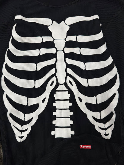 AW2024 Supreme x Hanes ‘Skeleton’ Thermal Black Long Sleeve Shirt
