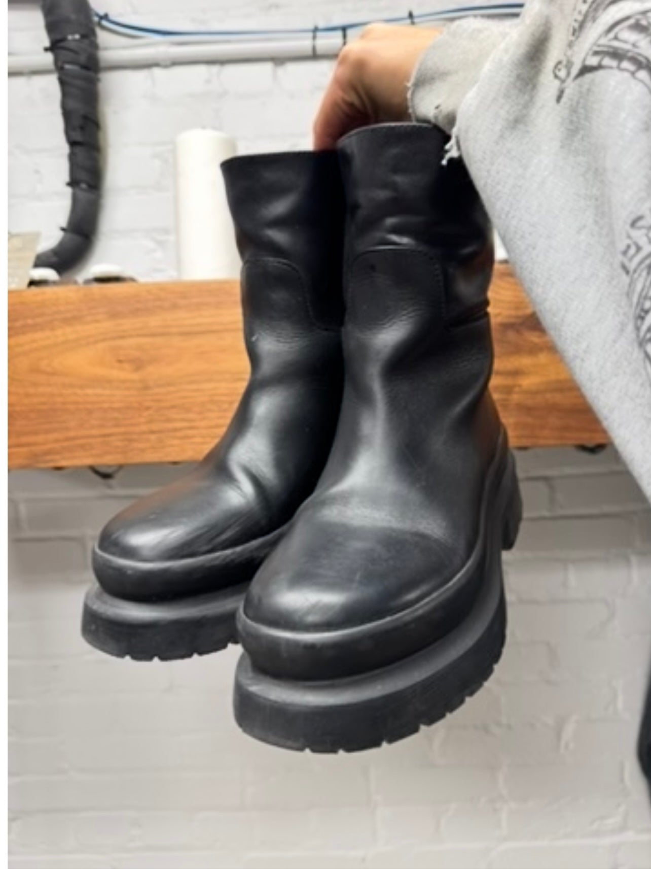 Valentino ‘Garavani’ Rockstud Leather  Chunky Boots