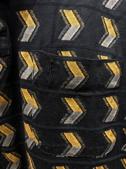 Vintage Yves Saint Laurent Black/Yellow Patterned Polo