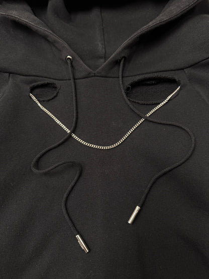 AW2013 Saint Laurent ‘Chain Distressed’ Black Pullover Hoodie