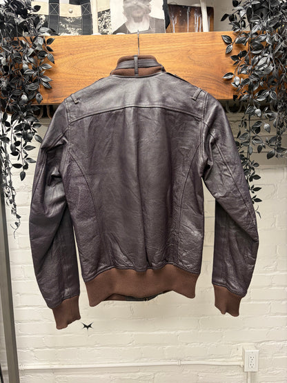Hysteric Glamour Deep Purple/Brown Leather Moto Jacket