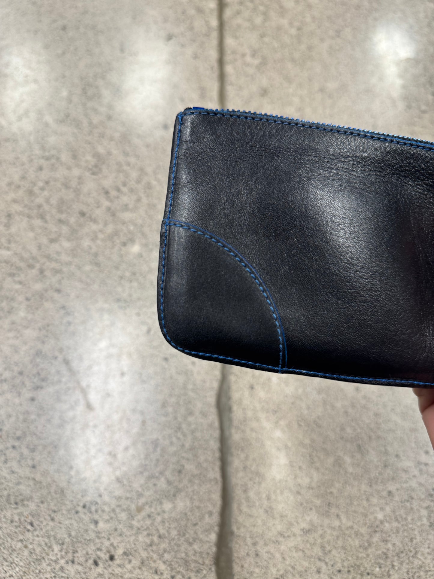 Comme Des Garçons Black/Blue Leather Zip Wallet