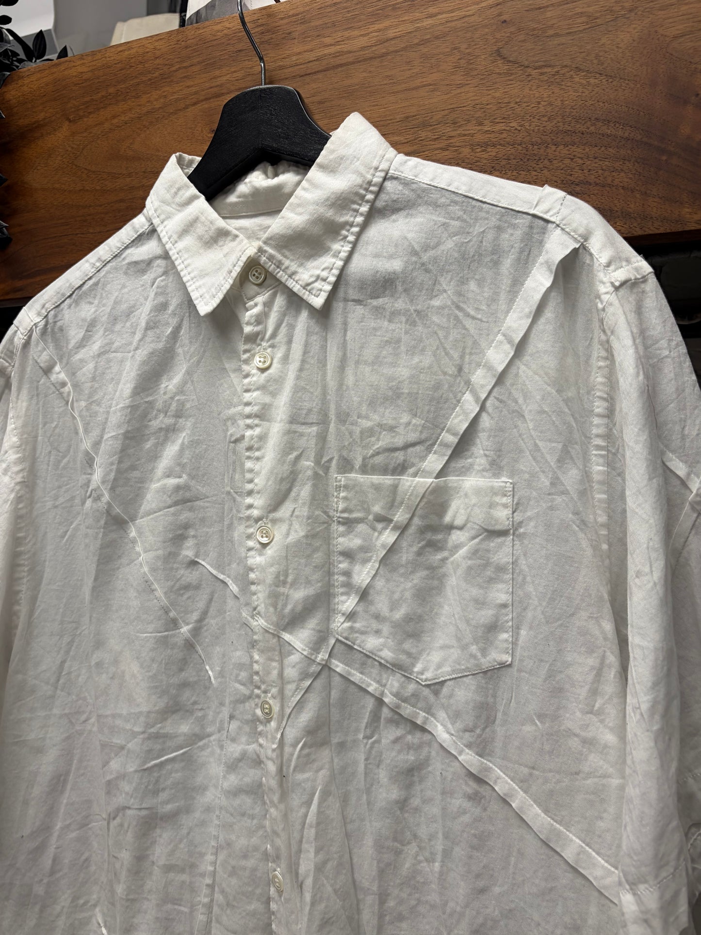 Undercover Darted White Short Sleeve Button Up Shirt
