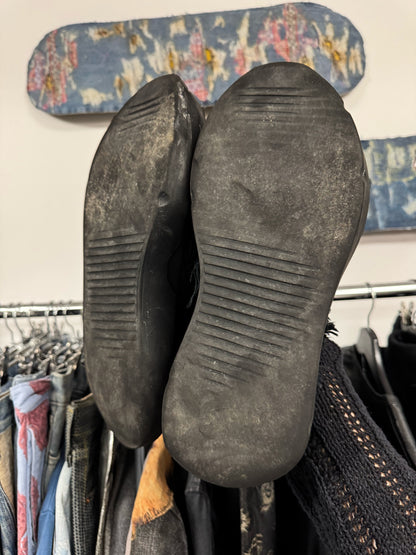 Rick Owens ‘Abstract’ Shredded Denim Low Top Sneakers