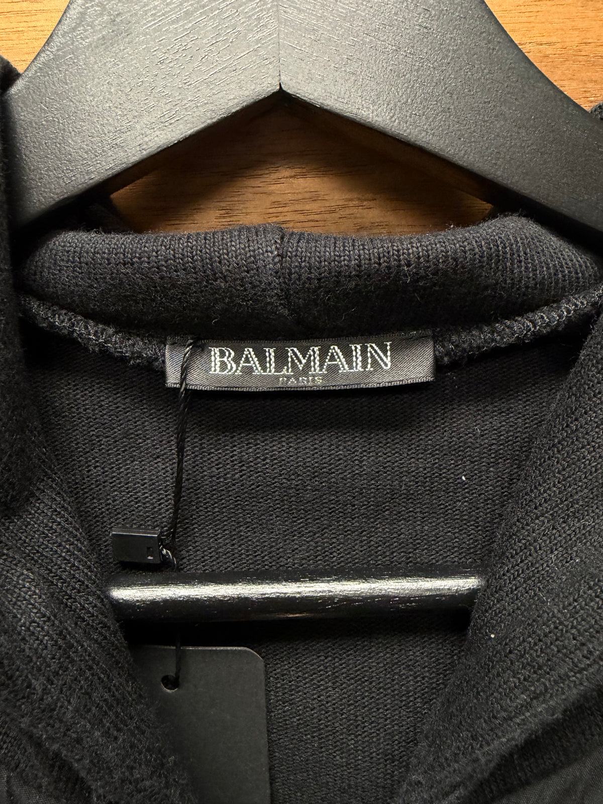 Balmain 'Corset Lace' Black Zip-Up Hoodie with Gold Hardware
