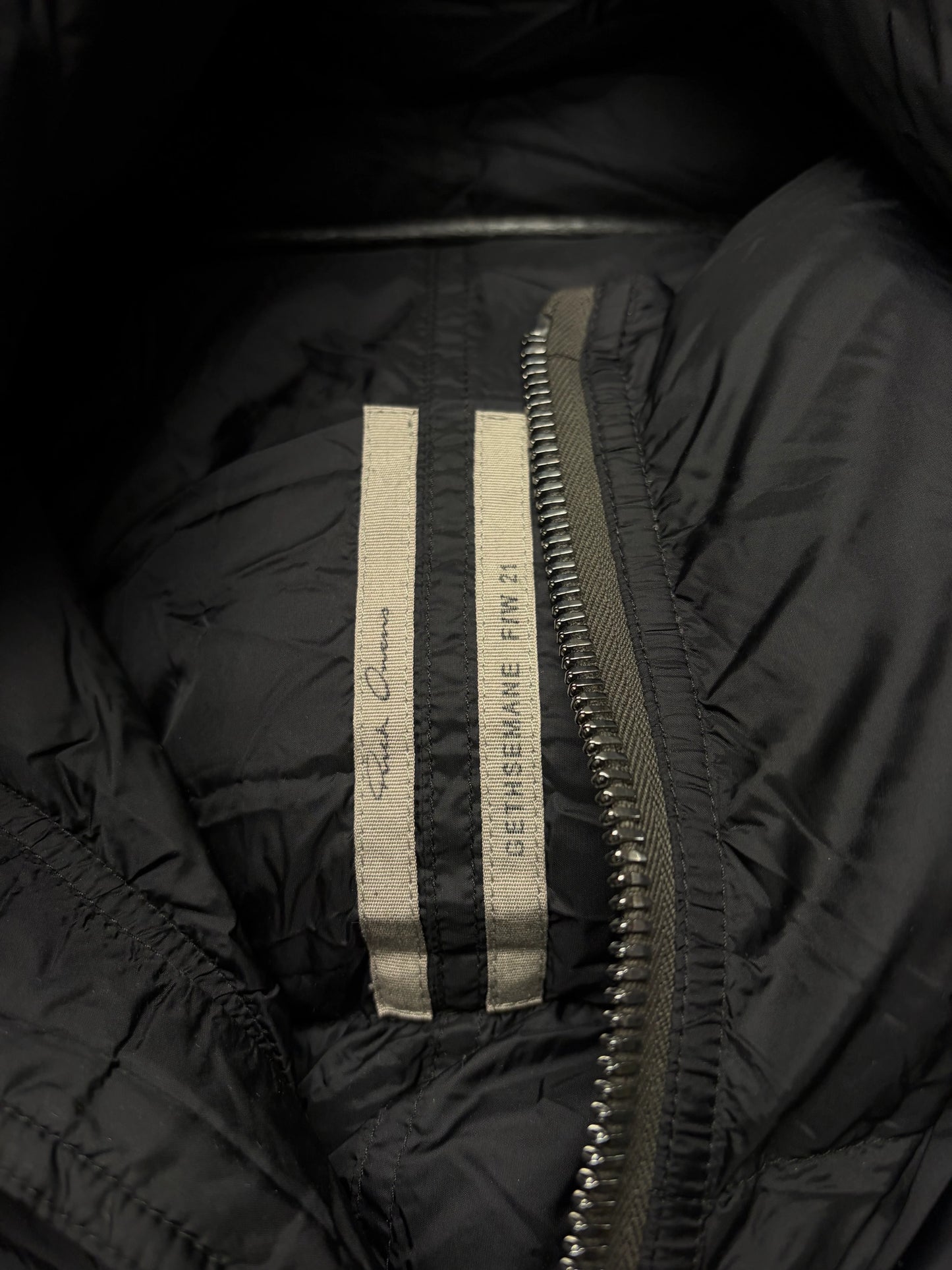 AW2021 Rick Owens ‘Gethsemane’ Funnel ‘Scarf Collar’ Cropped Down Filled Jacket