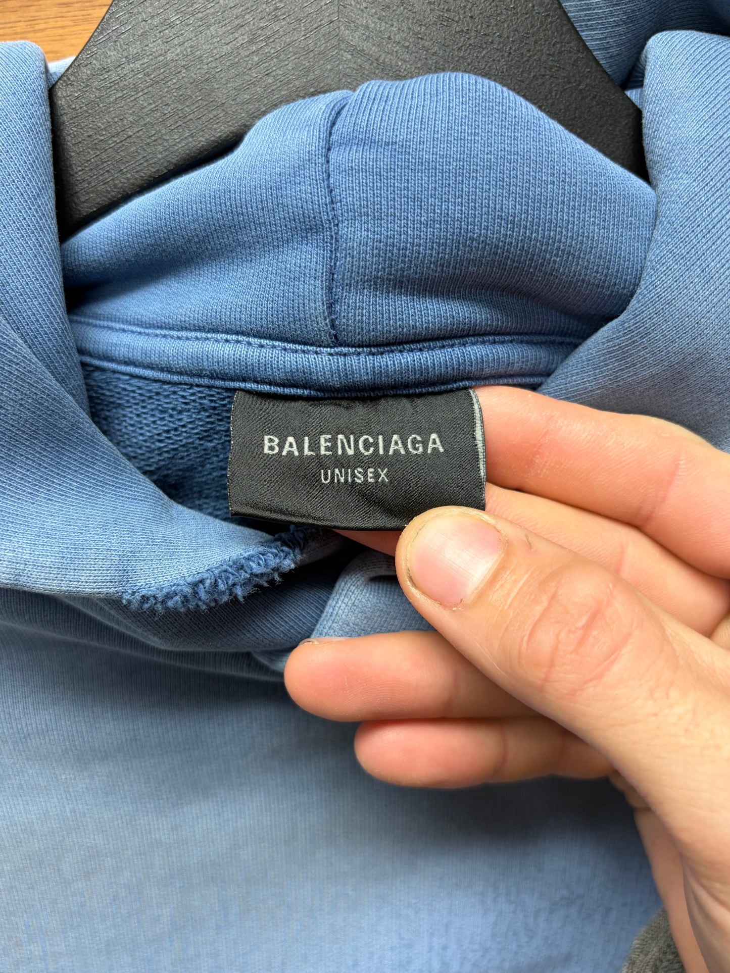 AW2023 Balenciaga ‘Paris Moon’ Blue Heavy Distressed Hoodie