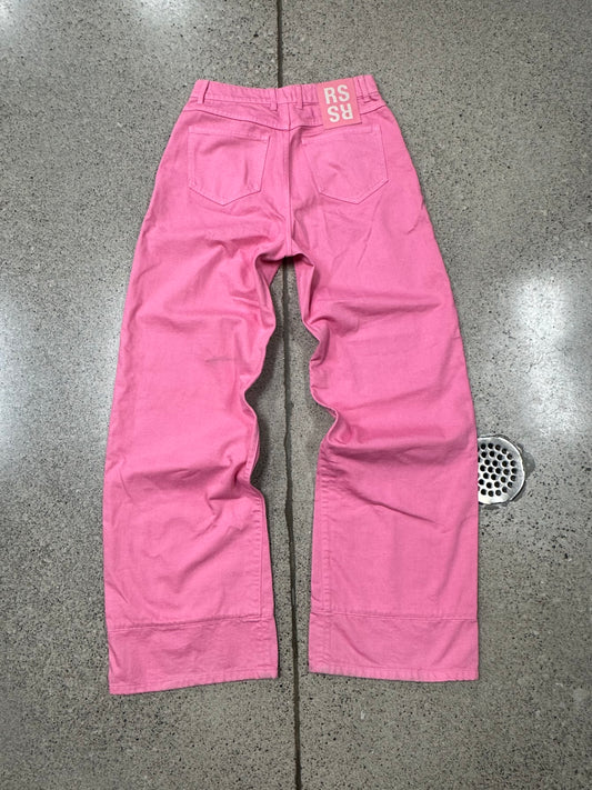 AW2021 Raf Simons Pink RS Leather Patch ‘Workwear’ Denim