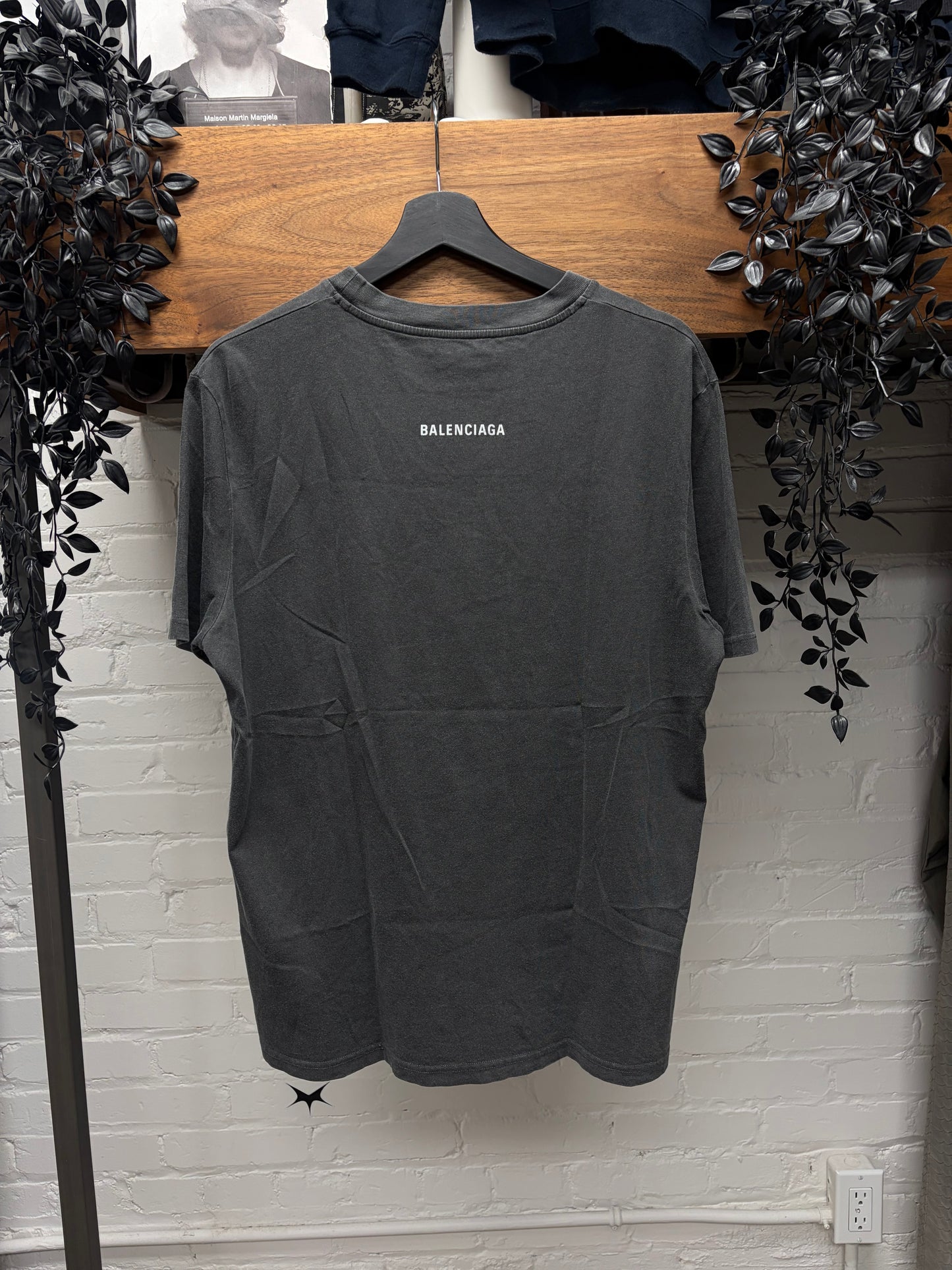 SS2017 Balenciaga ‘Paris Skyline’ Washed Black Cotton Graphic T-Shirt