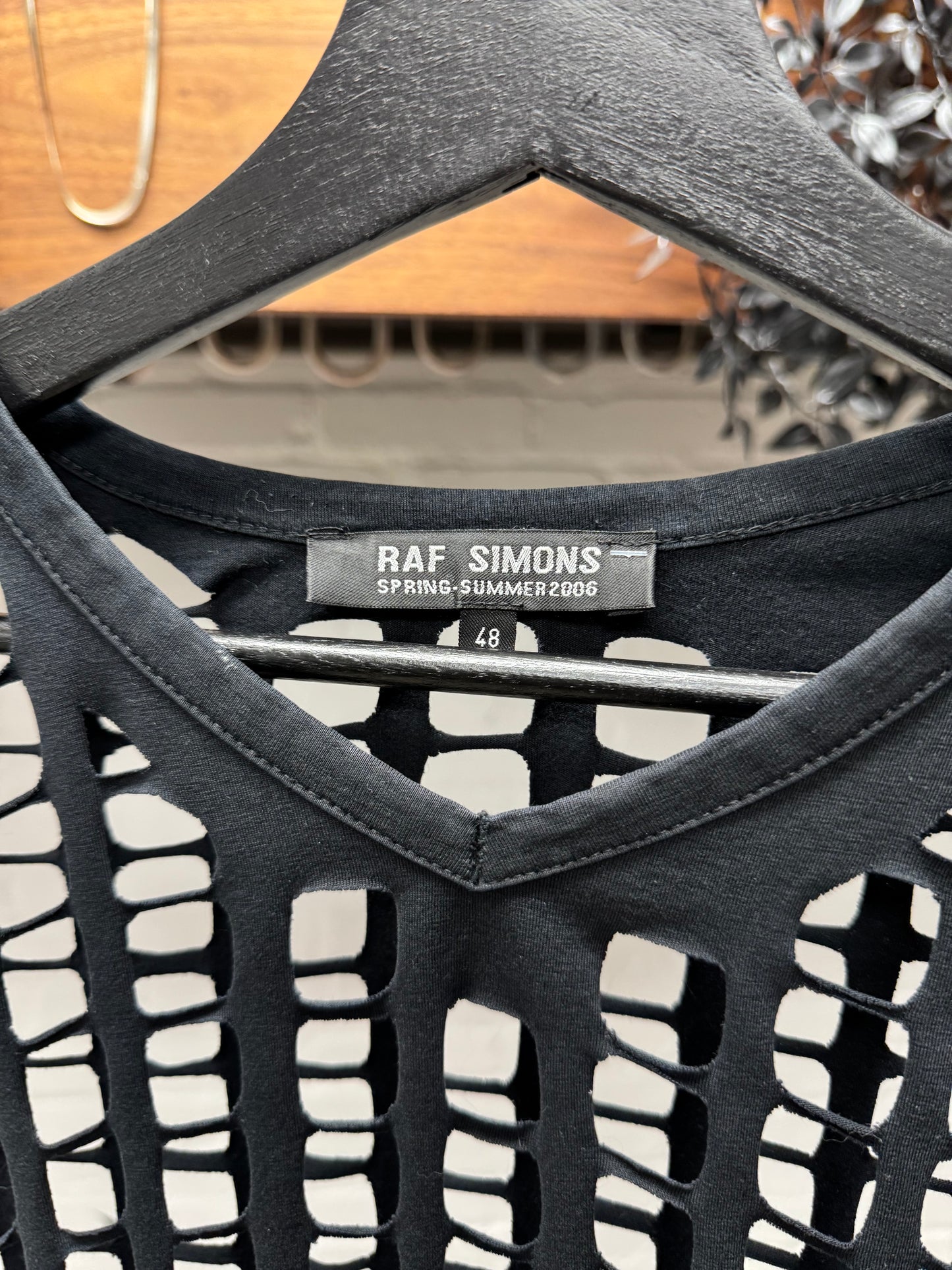 SS2006 Raf Simons ‘Icarus Surgit’ Black Laser Cut T-Shirt