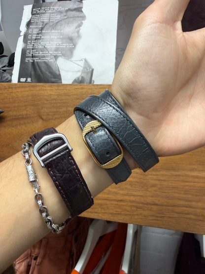 Balenciaga ‘Tour’ Double Wrapped Leather Bracelet with Gold Hardware