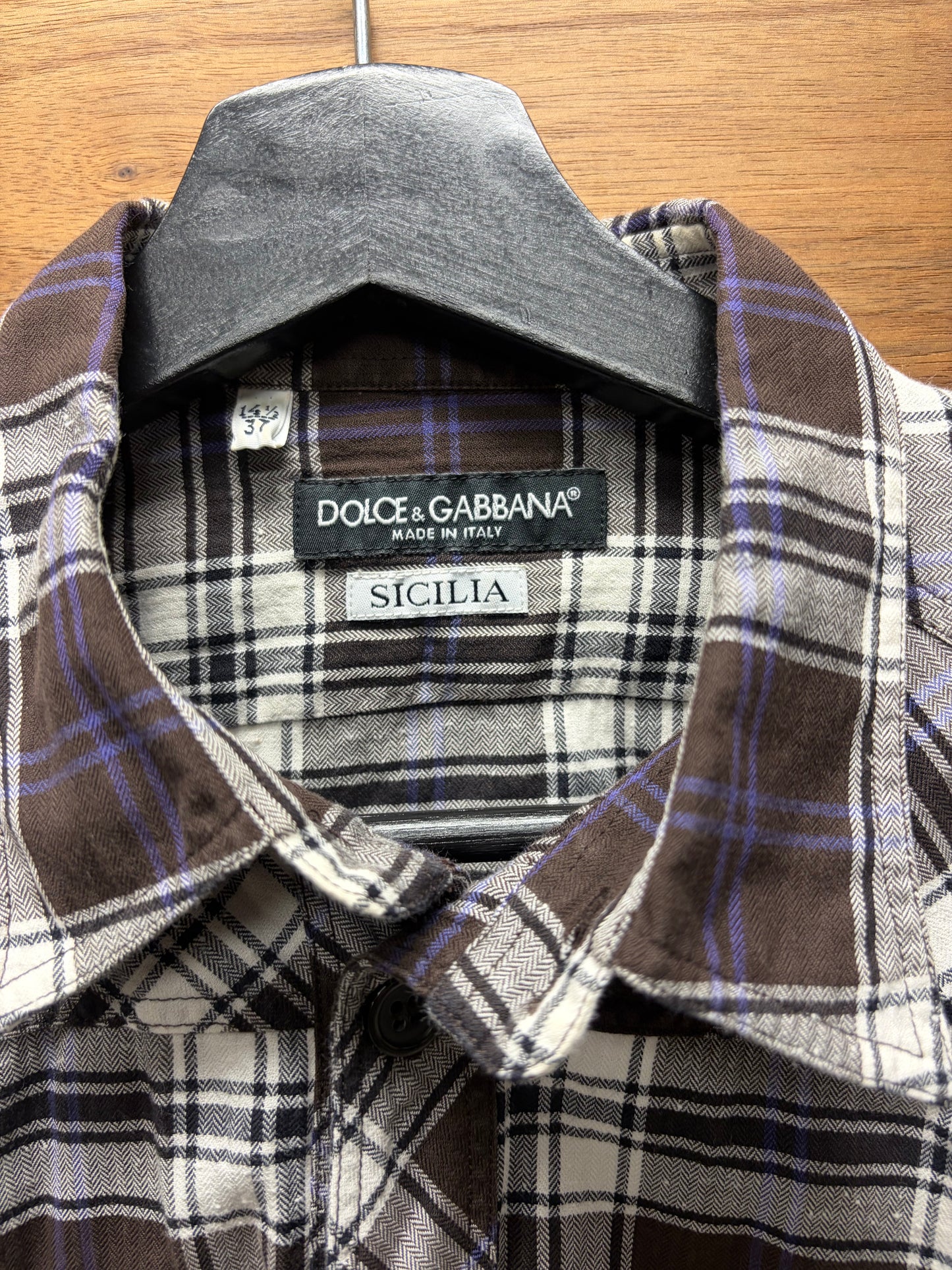2000s Dolce & Gabbana Plaid Button Snap Cotton Shirt