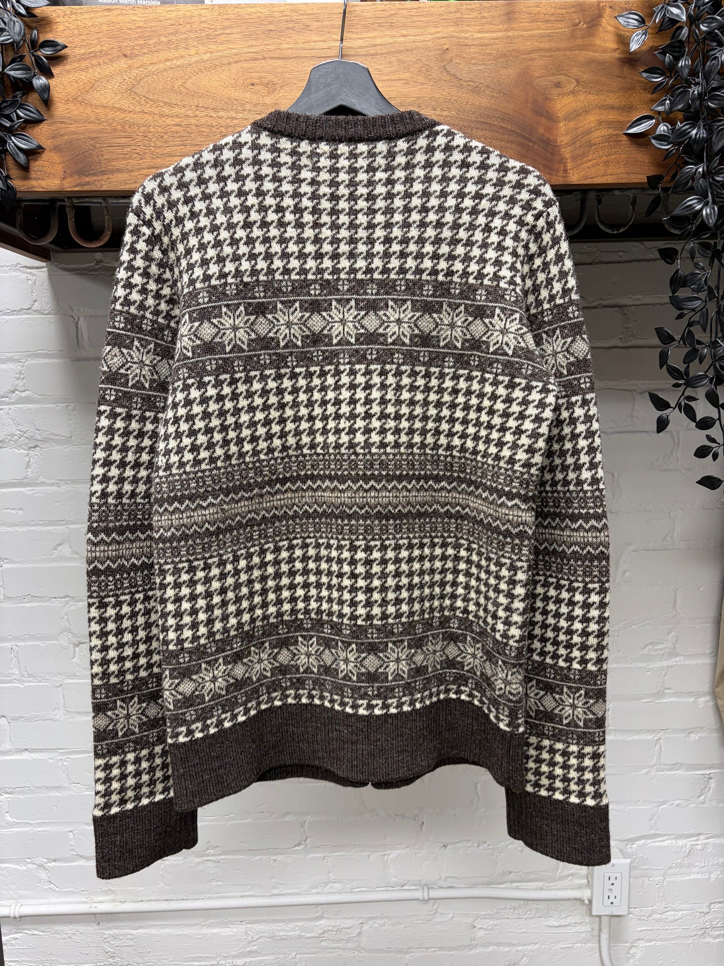 AW2001 Number (N)ine ‘Nowhere Man’ Zip-Up Houndstooth Patterned Wool Knit Sweater