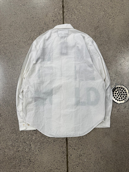 Comme Des Garçons Shirt ‘Free the World’ Painted Button Down Shirt.