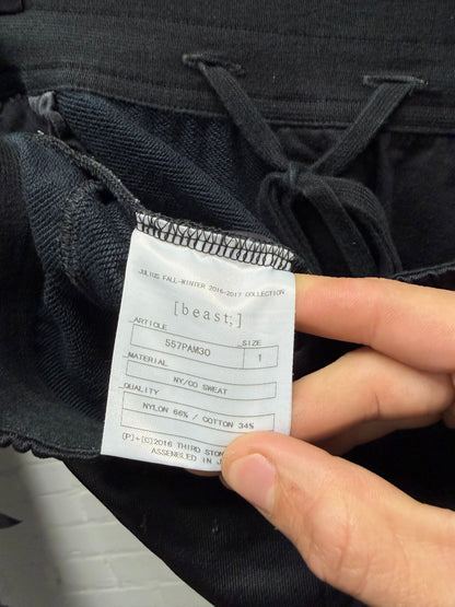 AW2016 Julius Nylon/Cotton Black Drop Crotch Shorts