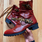 Civarize Leopard Strap Oxblood Red Leather Boots