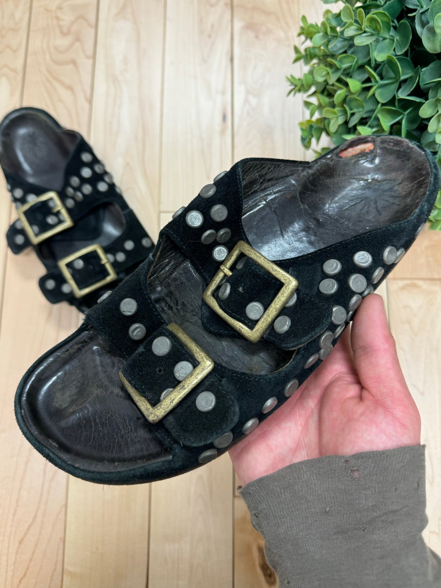 Miharayasuhiro Studded Black ‘Birkenstock’ Sandals