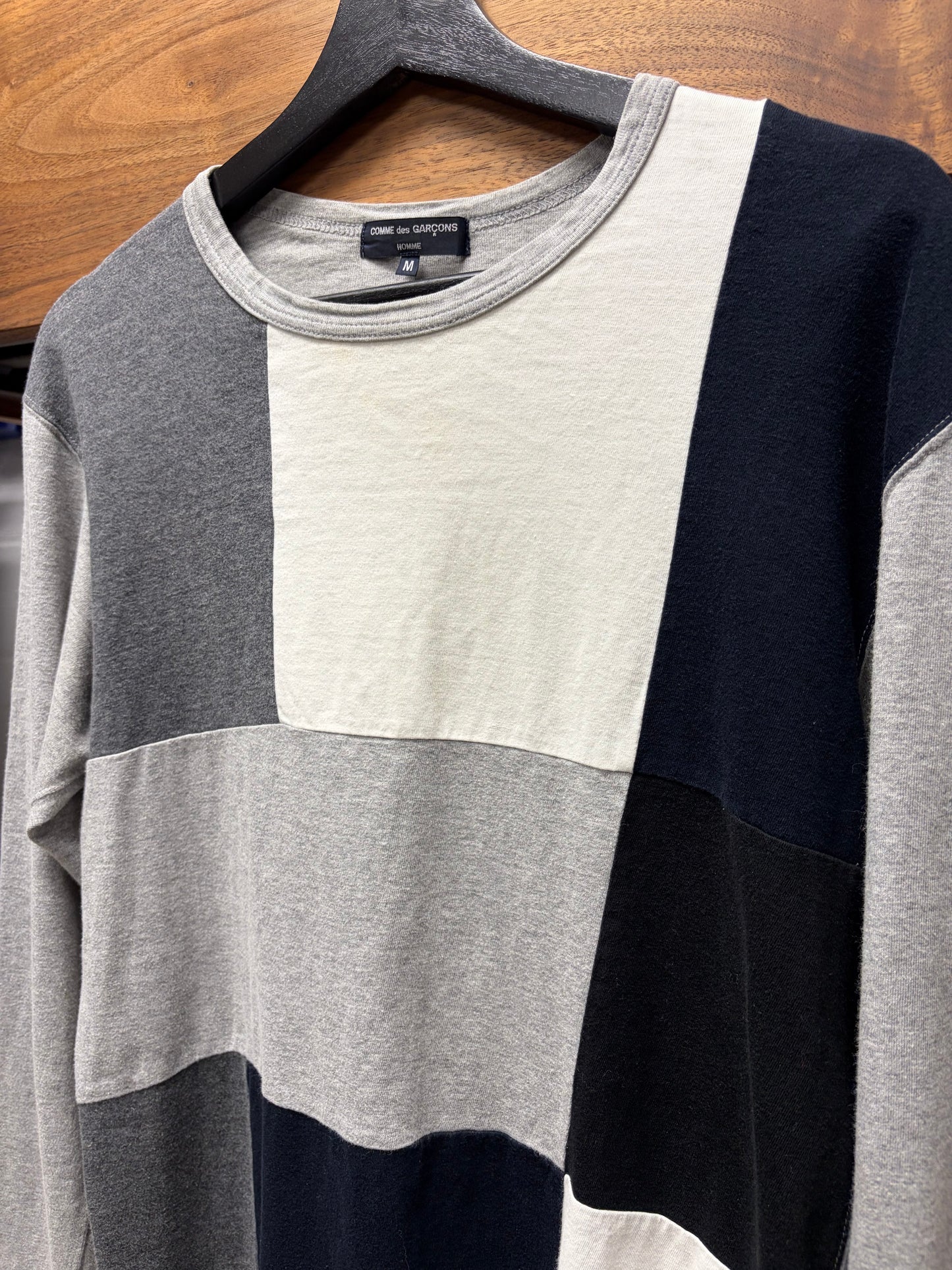 2008 Comme Des Garçons Homme ‘Patchwork’ Panelled Cotton Geometric Long Sleeve Shirt