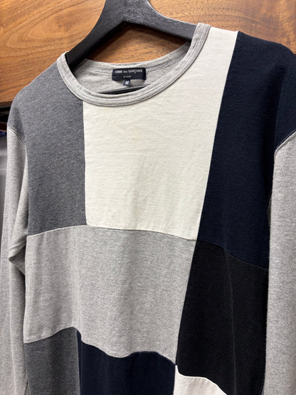 2008 Comme Des Garçons Homme ‘Patchwork’ Panelled Cotton Geometric Long Sleeve Shirt