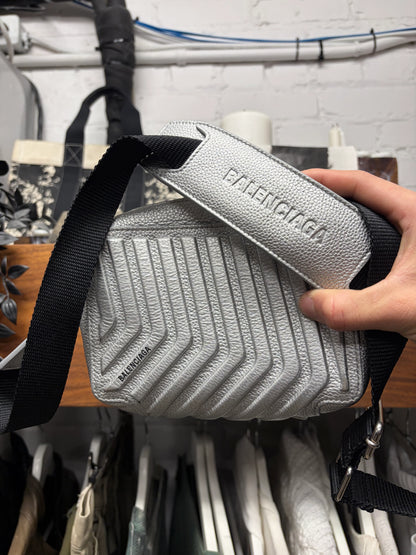 Balenciaga ‘Car Mat’ Silver Leather Crossbody Bag