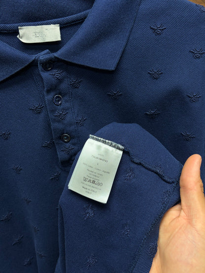 Dior Homme Full Pattern ‘Bee Logo’  Embroidered Navy Blue Polo