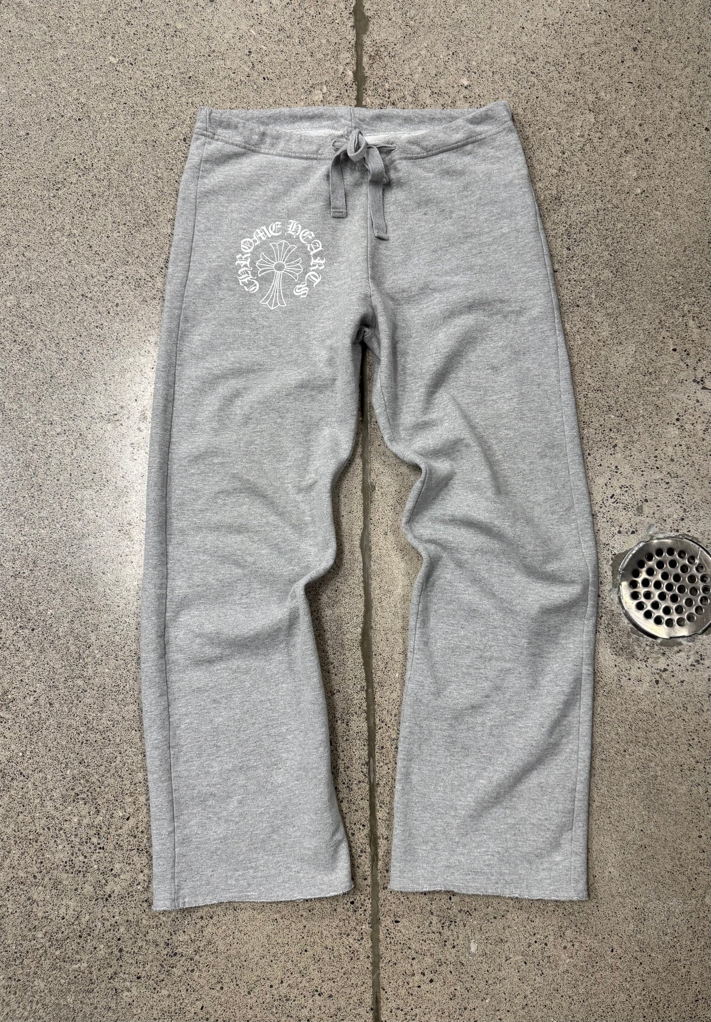 Vintage Chrome Hearts ‘T-Bar’ Logo Grey Drawstring Sweatpants