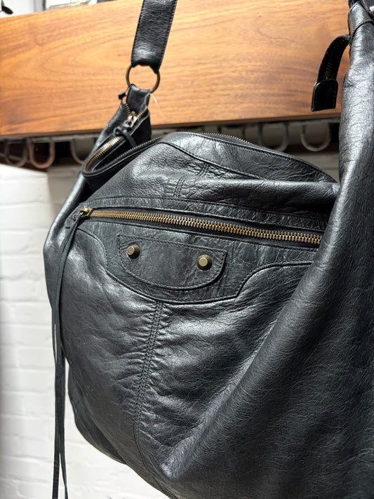 Balenciaga ‘Courrier XL’ Black Lambskin Leather Crossbody Messenger Bag