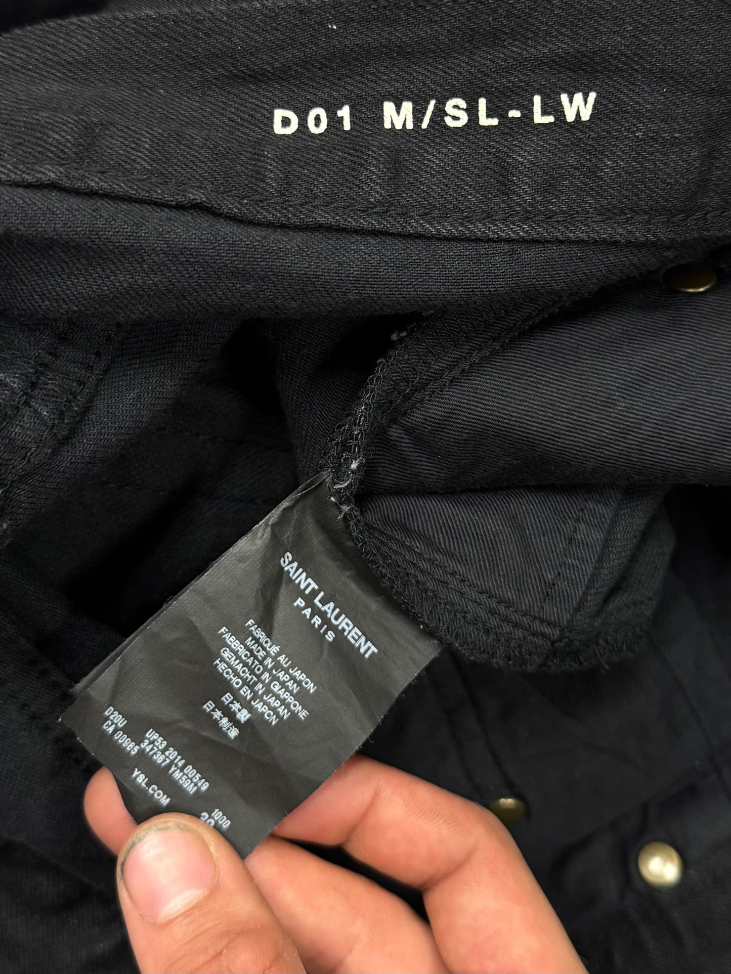 2014 Saint Laurent D02 ‘Released Hem’ Black Skinny Jeans
