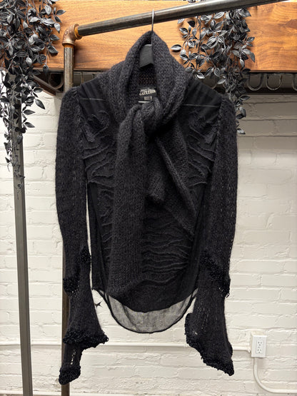 AW2007 Jean Paul Gaultier ‘Scarf Wrap’ Sheer/Mohair Blend Vampiric Knit Sweater