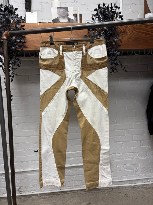 SS2004 Roberto Cavalli Panelled Brown/White Skinny Denim
