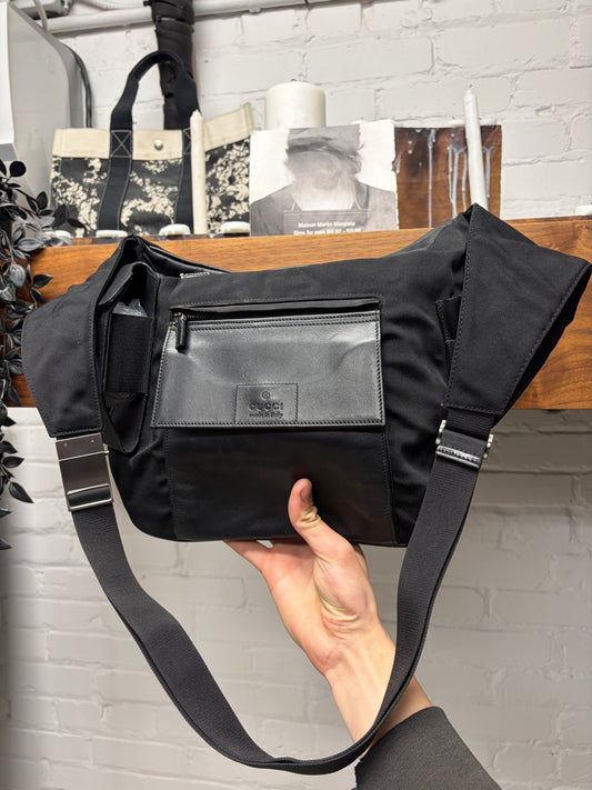 Vintage Gucci by Tom Ford ‘Body Bag’ Tactical Leather Panelled Sling Bag