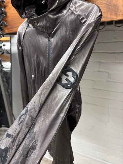 2010s Gucci Waxed Silver Windbreaker Shell Jacket