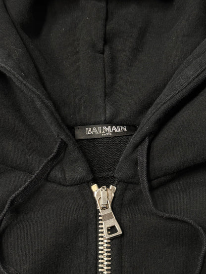 Balmain ‘Side-Zip’ Black Cotton Zip-Up Hoodie