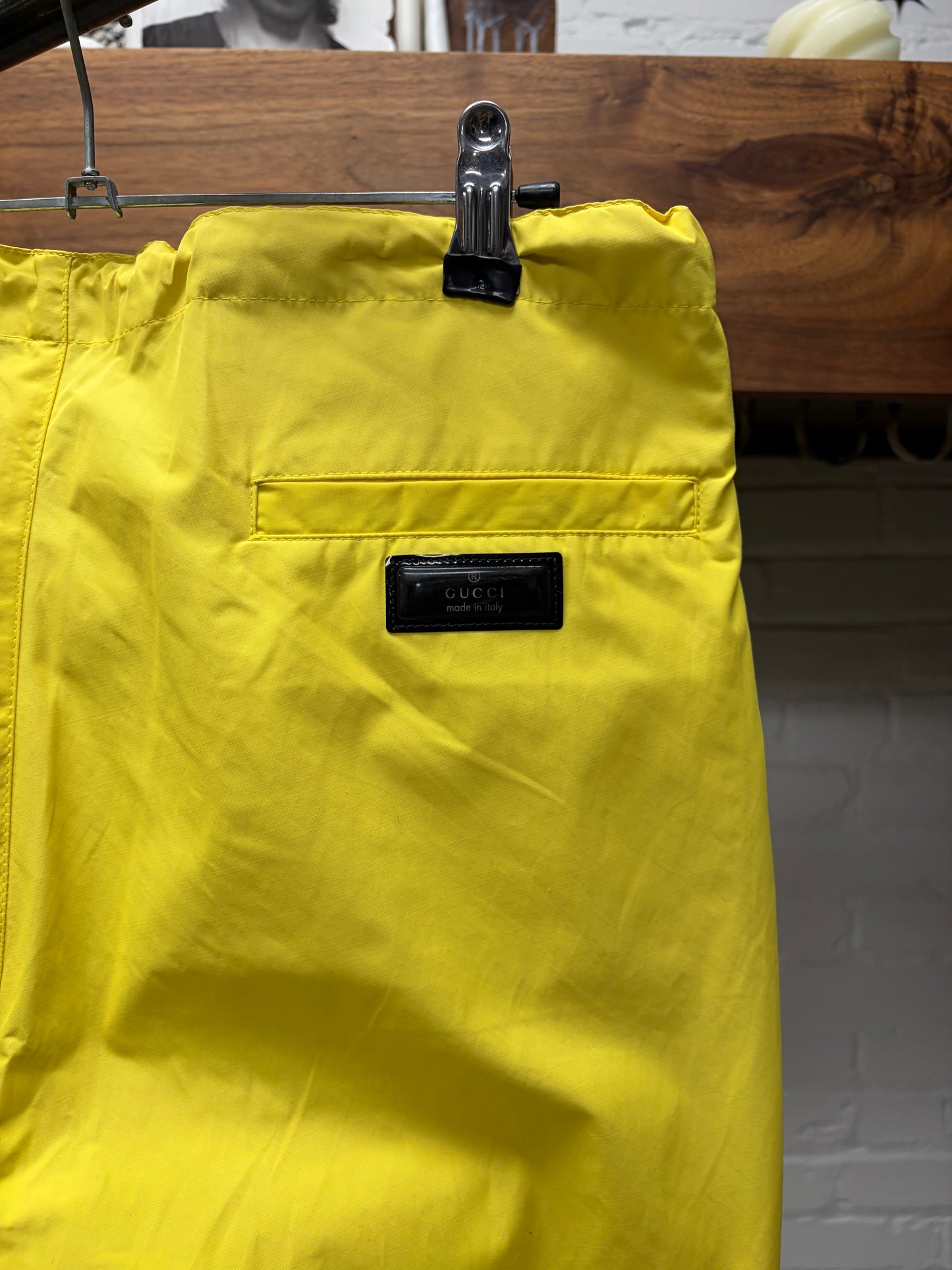 SS2014 Gucci Waterproof Yellow Nylon Straight Cut Track Pants