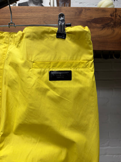 SS2014 Gucci Waterproof Yellow Nylon Straight Cut Track Pants