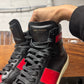 Saint Laurent SL/01 Court Red/Black Leather High Top Sneakers