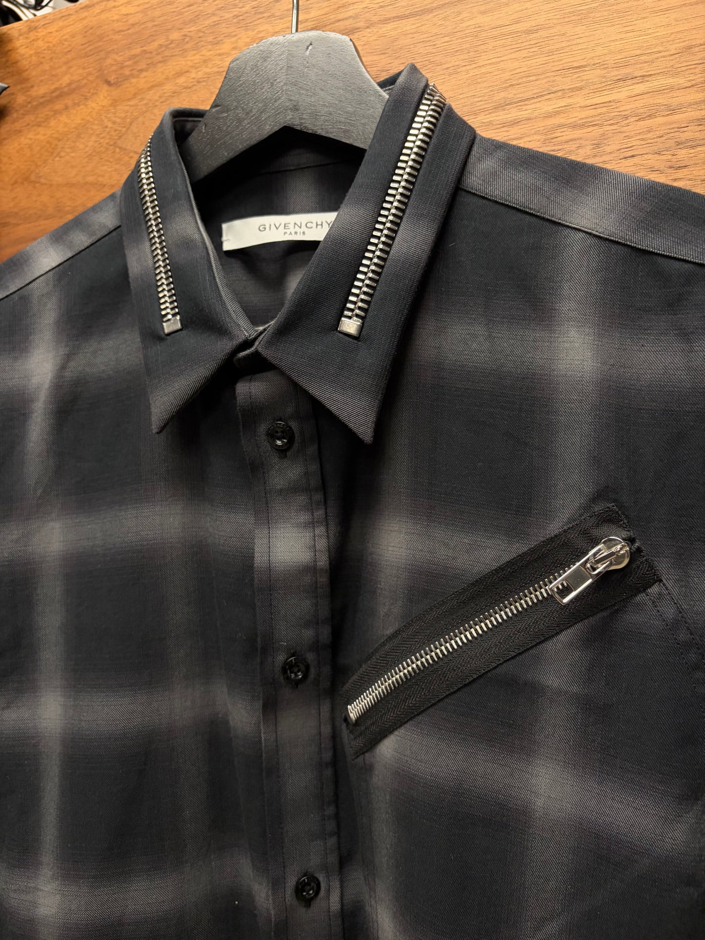 AW2017 Givenchy by Ricardo Tisci ‘Zip Collar’ Shadow Plaid Flannel Shirt