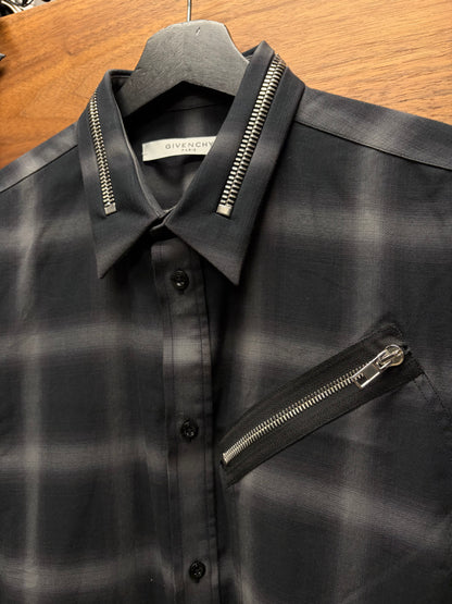 AW2017 Givenchy by Ricardo Tisci ‘Zip Collar’ Shadow Plaid Flannel Shirt