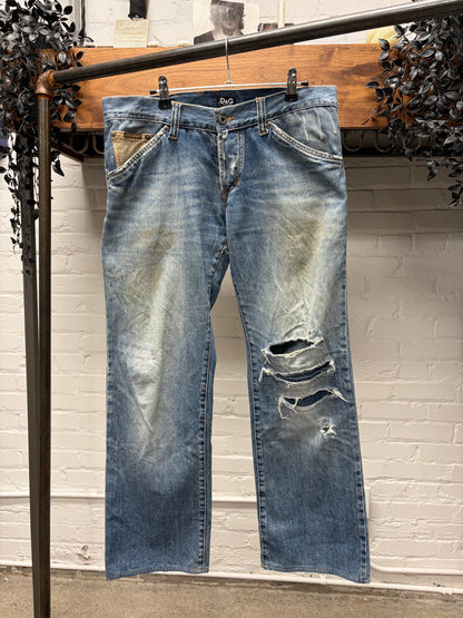 Dolce & Gabbana ‘Snakeskin Print’ Reconstructed Denim