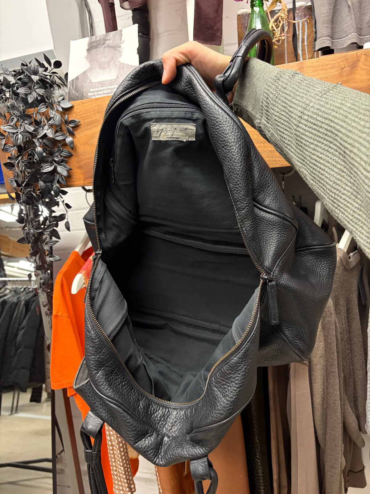 AW2014 Yohji Yamamoto Pour Homme ‘Skull Head’ Black Leather Top Handle Bowling Bag