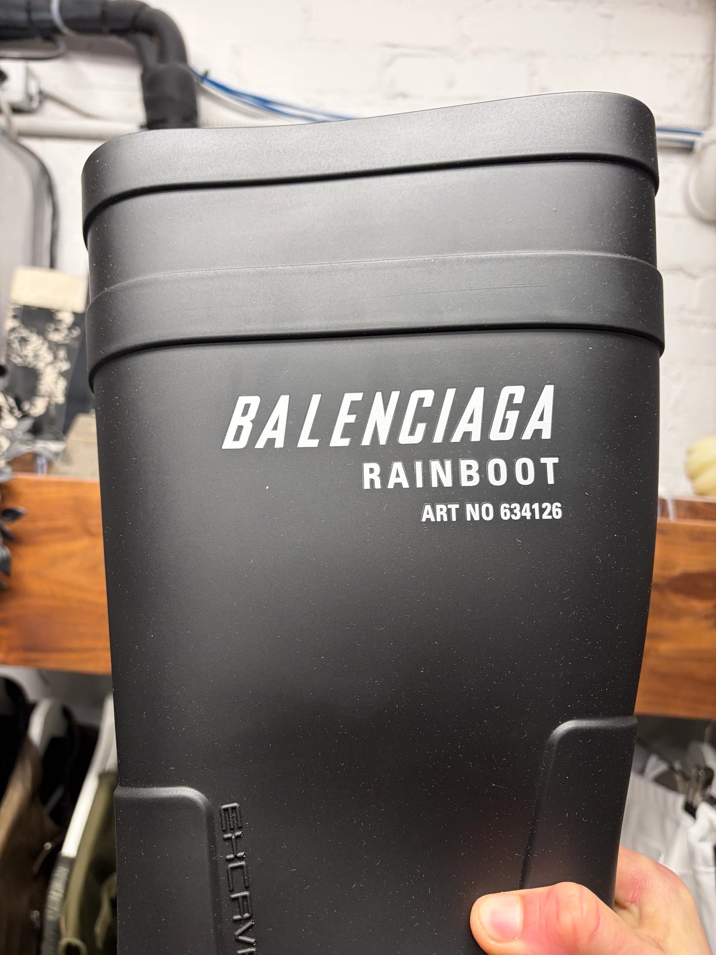 Balenciaga ‘Excavator’ Pointed Toe Black Rubber Boots