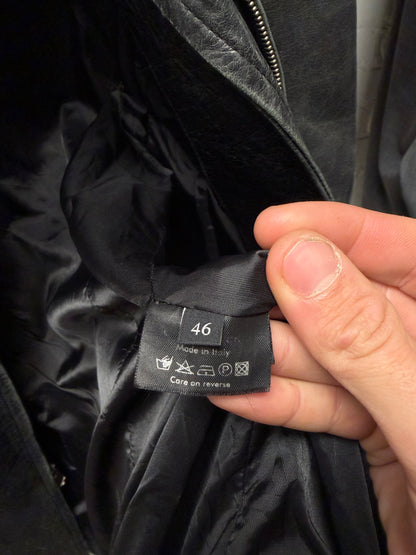 Gucci Stone Grey Calfskin Leather High Neck Zip Fencing Jacket