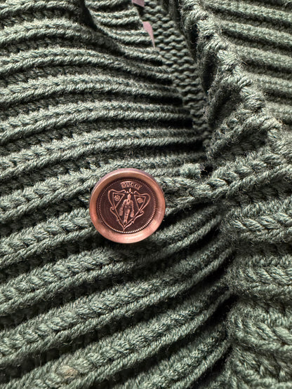 2000s Gucci by Frida Giannini Military Inspired Ribbed Shawl Knit Sweater