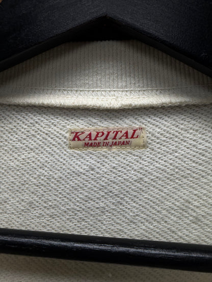 Kapital ‘Smiley’ Cream White Elbow Patch Sweatshirt
