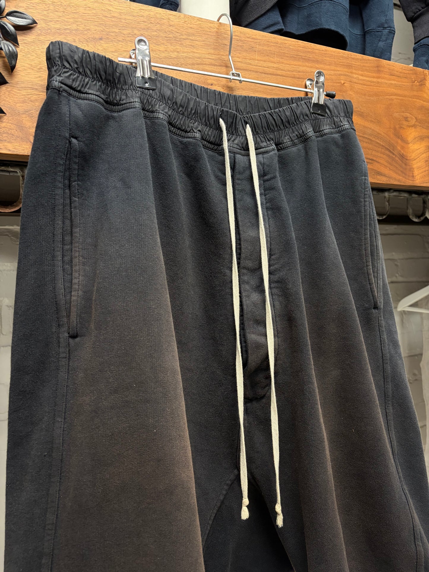 Rick Owens Sun-Faded Black Cotton Pod Shorts