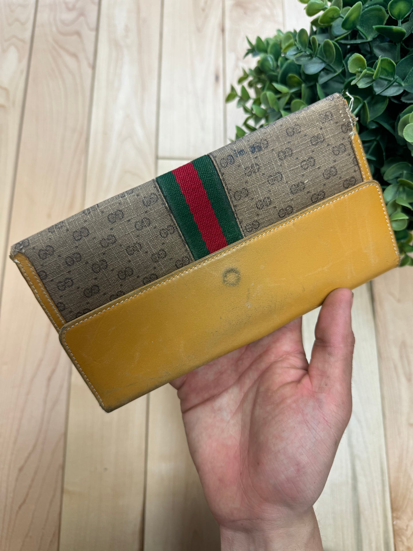 Vintage 1990s Gucci ‘GG’ Monogram Long Leather Wallet