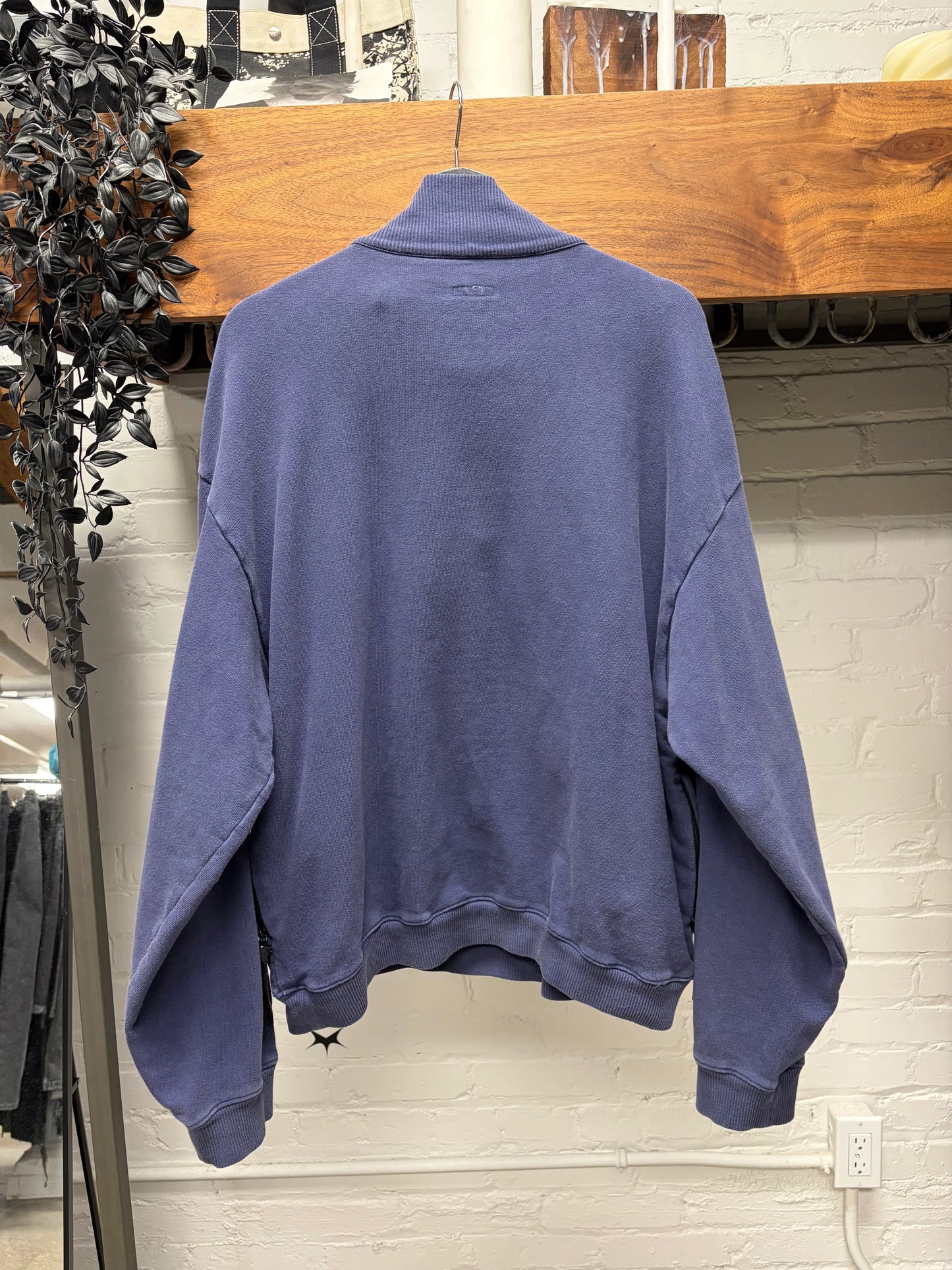Kapital ‘Nickel 4’ Quarter Zip Dyed Blue Cargo Pocket Sweatshirt