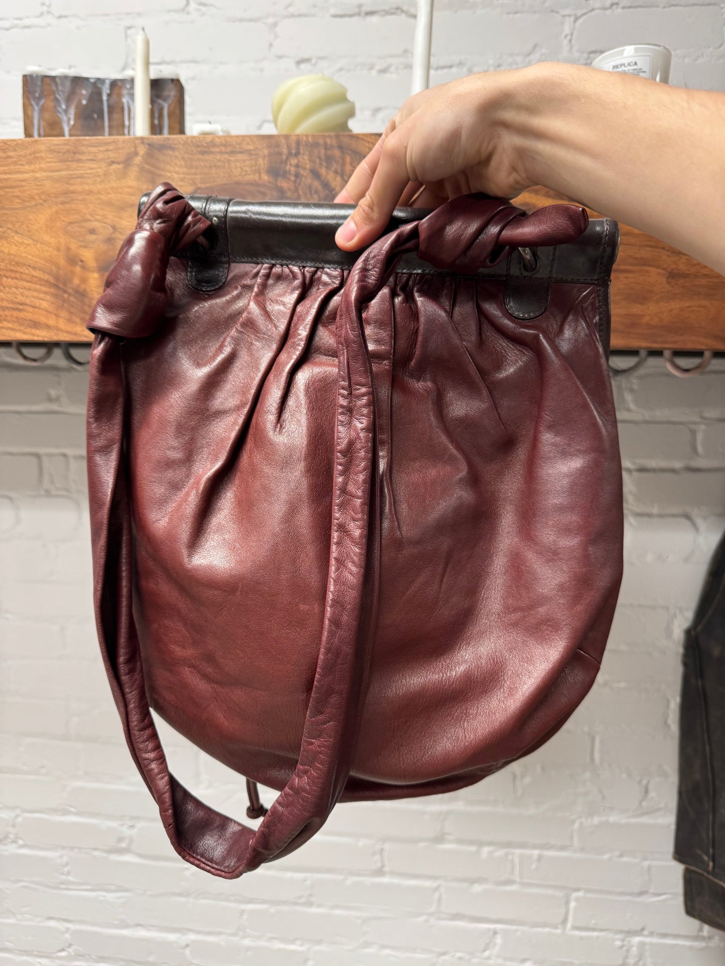 Dries Van Noten Oxblood Red Leather Crossbody Bag