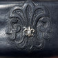 Chrome Hearts ‘Fleur Cross’ Black Calfskin Leather Long Wallet