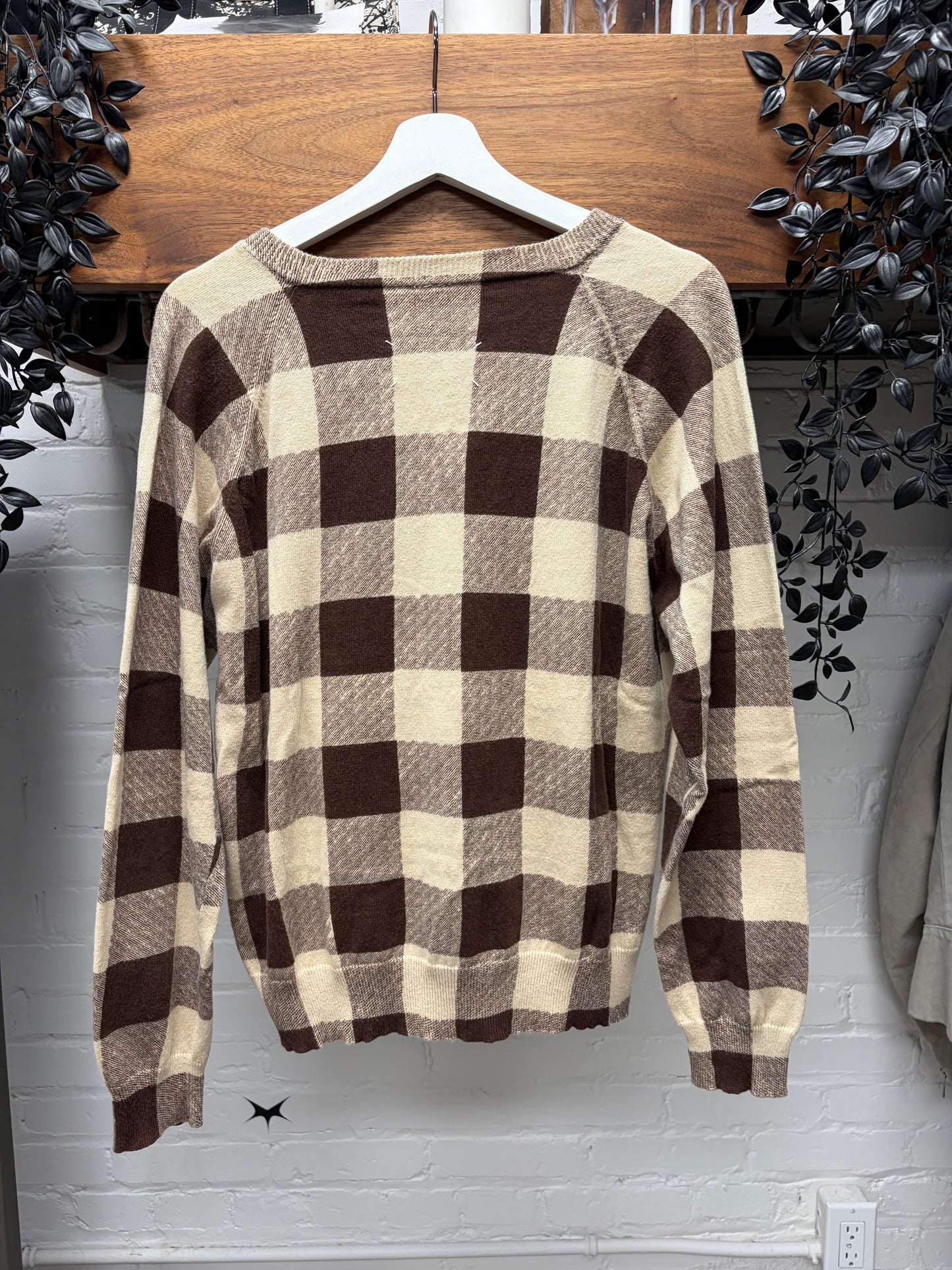 SS2004 Maison Martin Margiela Geometric Patterned Wool Knit V-Neck Sweater